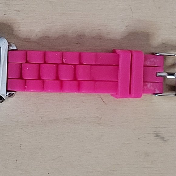 XOXO Watch Accutime Pink Silicone Band Rectangle Face New Battery Works - Picture 3 of 7